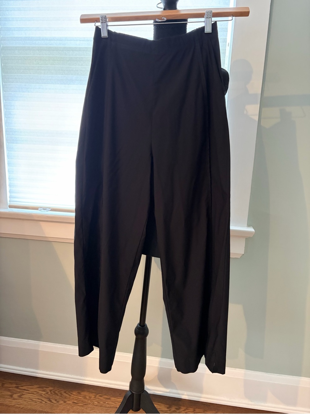 Wide Leg Black Women's Pants - Modern Draped Silhouette